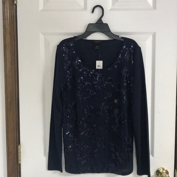Ann Taylor Factory Tops - Ann Taylor Factory NavySequence Shirt small